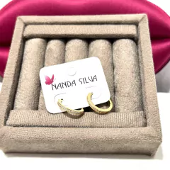 Imagem do BRINCO ARGOLA CLICK CRAVEJADO FOLHEADO A OURO 18K