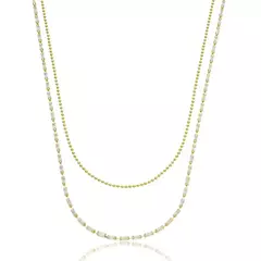 CHOKER DUPLA PEDRA MINI BAGUETE E MINI ESFERAS