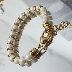  Pulseira Pérolas M com Esferas Douradas - comprar online