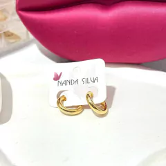 Brinco Argola Tubo Folheado a Ouro 18k