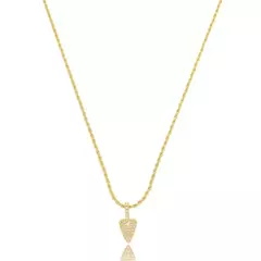 Gargantilha Cordão Baiano 1.5mm com Coração Cravejado - Semijoia