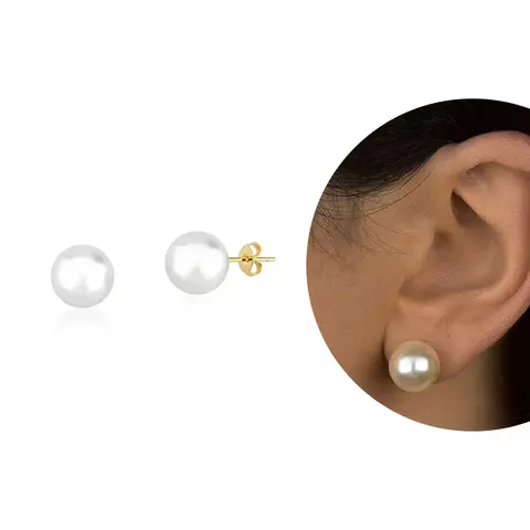 Brinco Pérola G Folheado a Ouro 18k