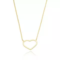 Colar mini coração vazado folheado ouro 18 k semijoia
