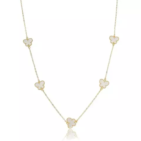 COLAR BORBOLETAS MADREPÉROLA FOLHEADO OURO 18K