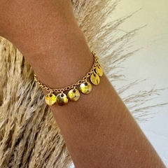 Pulseira delicada medalhas lisas na internet