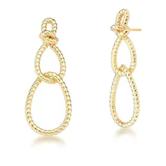 BRINCO LONGO ELOS OVAL GOTA VAZADO FOLHEADO OURO 18K - SEMIJOIA