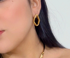 Brinco Maximalista Orgânico Vazado - Raissa - Dourado