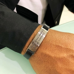 Pulseira masculina placa - " tudo posso naquele que me fortalece"
