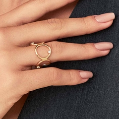 ANEL ESFERAS VAZADAS SEMIJOIA FOLHEADO OURO 18 K