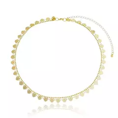 Choker dupla Corrente coração + Bolinhas Folheada a Ouro 18k - comprar online