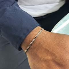Pulseira masculina corrente prata