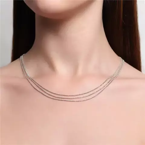 Colar 3 Voltas Micro Bolinhas Semijoia RÓDIO