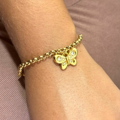 Pulseira borboleta cravejada