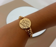 Pulseira placa redonda palavras - Família Gratidão