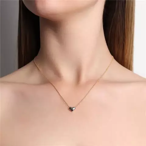 Colar coração duo ródio semijoia