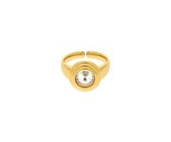 Anel Elegance Dourado com Pedra Cristal - Nanda Silva Design