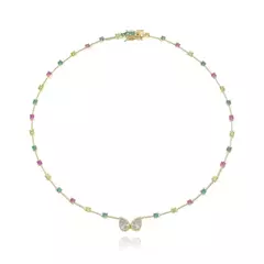 Gargantilha ródio com zircônias coloridas - comprar online