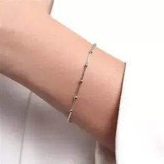 Pulseira veneziana com bolinhas ródio