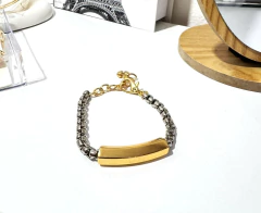 Pulseira Liga de Metal com Tubo Geométrico Bicolor - comprar online