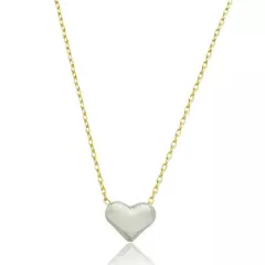 Colar coração duo ródio semijoia - comprar online