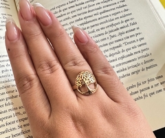 ANEL ARVORE DA VIDA FAMILIA SEMIJOIA FOLHEADO A OURO 18K - comprar online