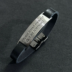 Pulseira masculina placa - " tudo posso naquele que me fortalece" - comprar online