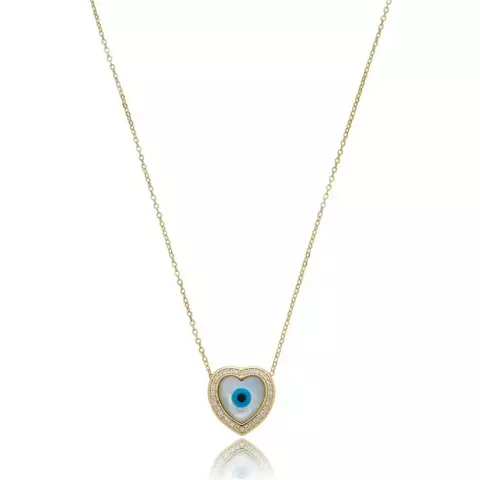 GARGANTILHA OLHO GREGO MADRE PEROLA CORAÇÃO BORDA CRAVEJADA