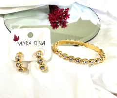 Bracelete Deslumbre Cravejado Com Pedras Cristal na internet