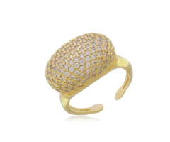 ANEL LUXO CRAVEJADO MICRO ZIRCONIA FOLHEADO A OURO 18K - comprar online