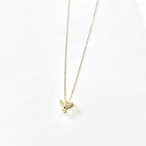 Colar Espírito Santo cravejado semijoia folheado