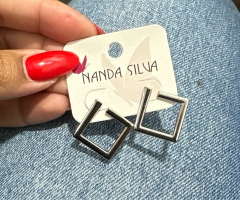 Brinco Quadrado Vazado - Prata