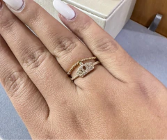 ANEL COROA CRAVEJADO SEMIJOIA FOLHEADO A OURO 18K