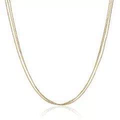 Colar 3 Voltas Micro Bolinhas Semijoia Folheada a Ouro 18k