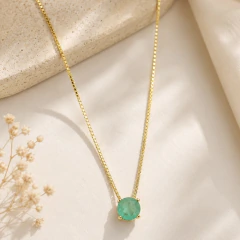 Colar turmalina folheado ouro 18k