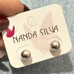 Brinco Bolinha G Ródio Branco