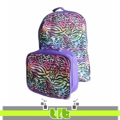 MOCHILA CEBRADA CON LONCHERA 43X26X10