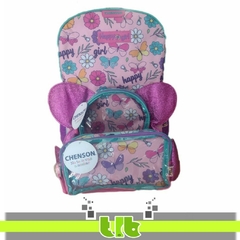 MOCHILA + CARTUCHERA CHENSON MARIPOSA 40X26X13