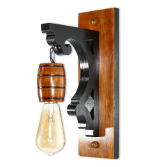 Arandela Colonial em Madeira Maciça - Barril - Cor Cerejeira na internet