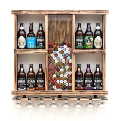Cervejeira para 12 Garrafas com expositor de tampinhas e taças - Relic