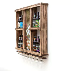 Cervejeira para 12 Garrafas com expositor de tampinhas e taças - Relic - comprar online