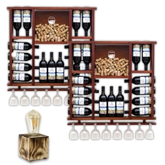 Kit 2 Adega para 15 Garrafas com Porta Rolhas e Taças + Brinde - Relic - loja online