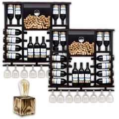 Kit 2 Adega para 15 Garrafas com Porta Rolhas e Taças + Brinde - Cerejeira - comprar online