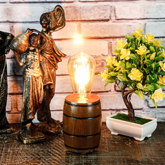 Luminária de Mesa em Madeira Maciça - Mogno - Delenha Decor