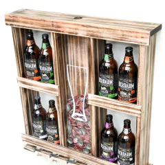 Cervejeira para 8 Garrafas com porta tampinhas e taças - Relic - Delenha Decor