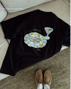 T SHIRT LE SARDINES BLACK - OLDI