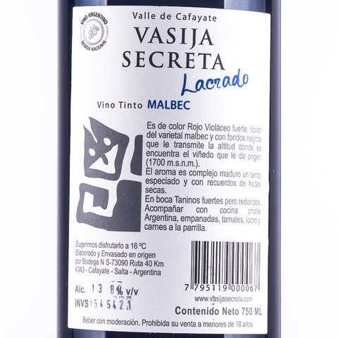 Vasija Secreta Malbec Lacrado - Vinos del Norte