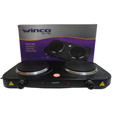 Anafe electrico Winco W41 2 hornallas negro 220V - comprar online