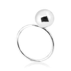 Anillo Essenza 9 en plata 950 con bola hueca de 9 mm y acabado pulido