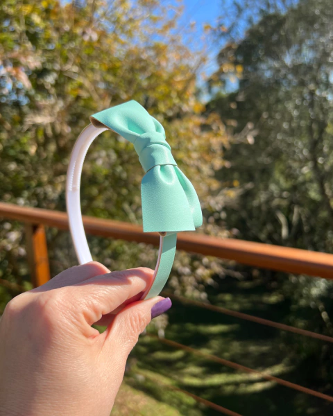 Tiara de Cabelo infantil com Laço médio em Corino - Coleção Candy Colors (un) - comprar online