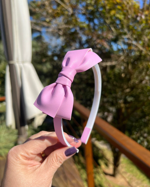 Tiara de Cabelo infantil com Laço médio em Corino - Coleção Candy Colors (un)